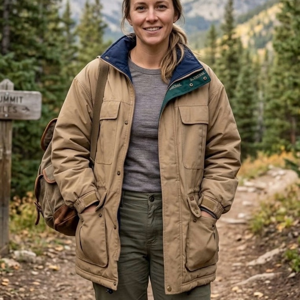 Pacific Trail Tan Heavyweight Utility Trail Parka Jacket Coat Oversized Hiking